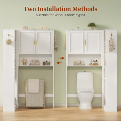 UPOSOJA White L-Shaped Modular Over Toilet Storage Cabinet - Bathroom Organizer