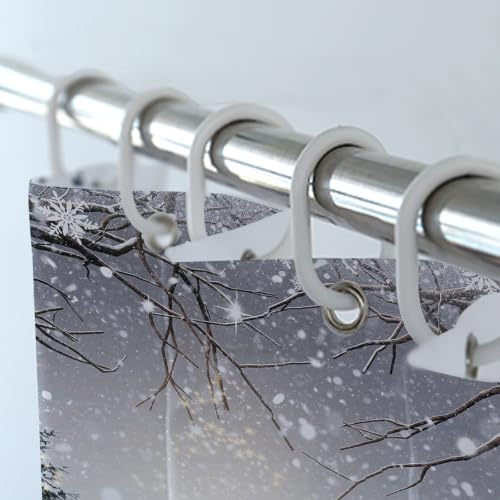 Christmas Snowman Shower Curtain Set - Winter Bathroom Decor, 4 Pieces