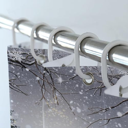Christmas Snowman Shower Curtain Set - Winter Bathroom Decor, 4 Pieces