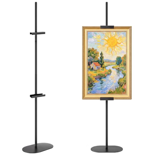 Large Floor Easel Stand for Sign and Artwork - Black, 63 Inch