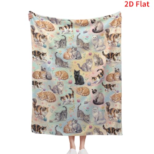 Cute Cats Throw Blanket 40x50 Inches Lightweight Soft Cozy All Season