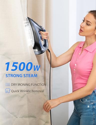 Sundu 1500W Steam Iron with Ceramic Soleplate & Auto-Off - Terra Blue