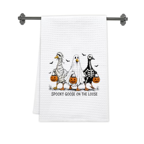 Halloween Kitchen Towels - Halloween Goose Decorative Cotton Hand Towels