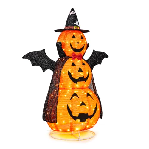 5FT Halloween Pumpkin Yard Decor - 3 Tier Fabric Outdoor Decoration