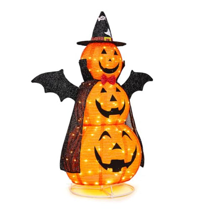 5FT Halloween Pumpkin Yard Decor - 3 Tier Fabric Outdoor Decoration
