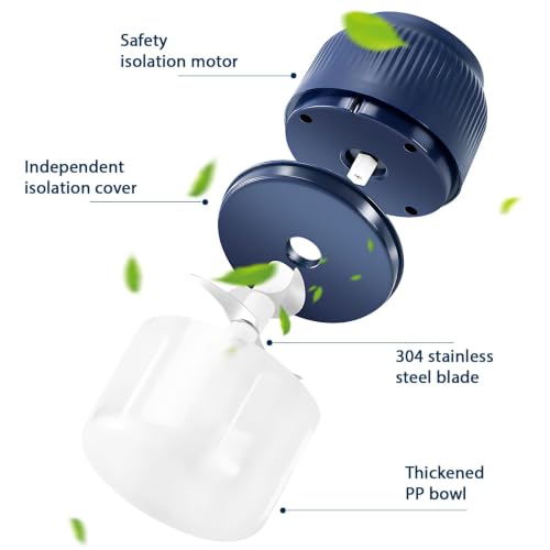 Electric Garlic Chopper 320ml USB-C Vegetable Food Processor Blue