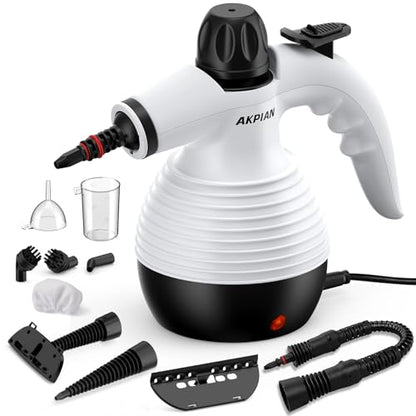 White Handheld Steam Cleaner for Home Cleaning with 10 Accessories