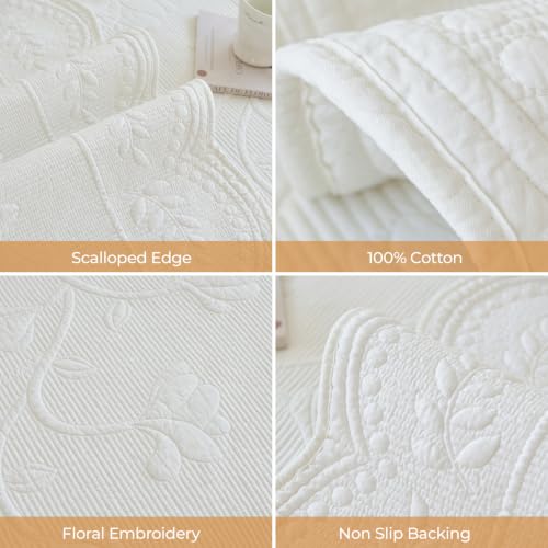 Cotton Quilted Sofa Cover for Sectional Couch - Cream, 43.3 x 94.5 Inches - Non-Slip Design