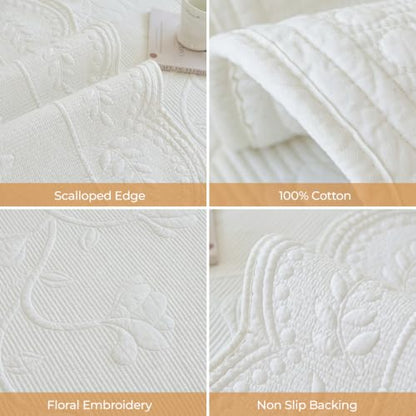 Cotton Quilted Sofa Cover for Sectional Couch - Cream, 43.3 x 94.5 Inches - Non-Slip Design