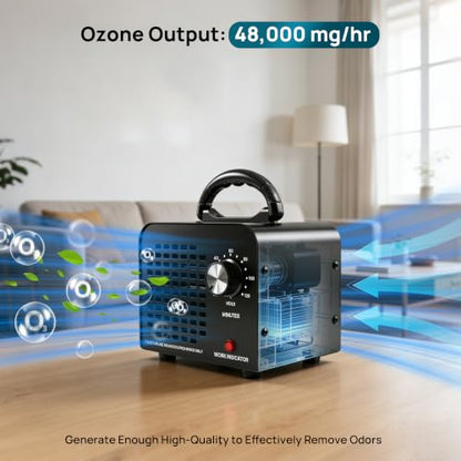 Portable Ozone Generator 48,000 mg/h Odor Eliminator for Home & Vehicle