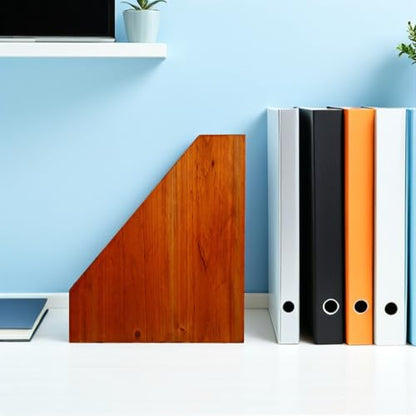 Wooden Magazine Holder with Multi-Layer Vertical File Organizer for Office Desk