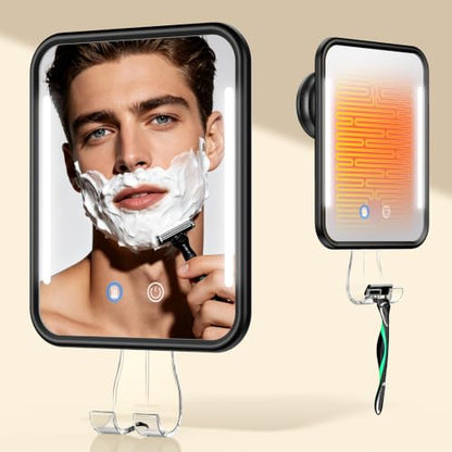 Gospire Heated Fogless Shower Mirror with Light - Black