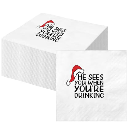 Funny Cocktail Napkins Please Leave by 9 - Elegant 50 Pack for Parties