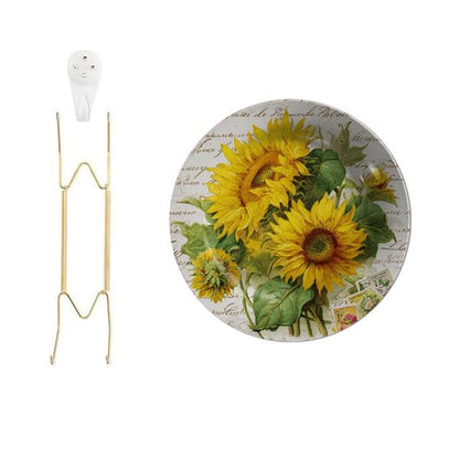 W3 10.6 Inch Sunflower Melamine Decorative Plate Wall Hanging Farmhouse Home Kitchen