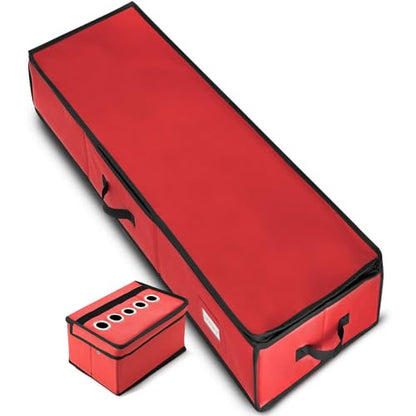 Red Large Gift Wrap Storage Container with Ribbon Dispenser and Pockets