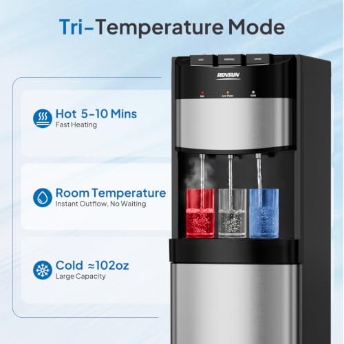 Bottom Load Water Cooler Dispenser with 3 Temperatures & Child Lock
