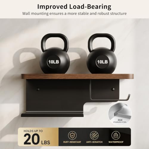 3-in-1 Wall-Mounted Toilet Paper Holder with Shelf - Matte Black Bathroom Organizer