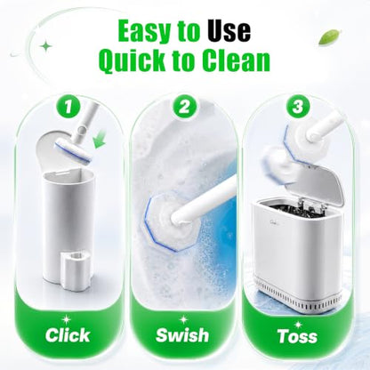 Disposable Toilet Brush and Holder Set with 60 Refills for Clorox System