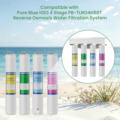 Water Filter Cartridges 7-Pack for Reverse Osmosis Systems - Compatible with Pure Blue H2O
