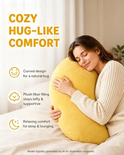 Giant Moon Body Pillow with Ergonomic Curved Design - Winter Beige