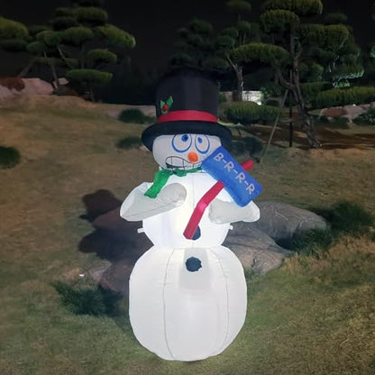 6FT Shivering Snowman Inflatable with Built-in LED Lights - Animated Christmas Decor