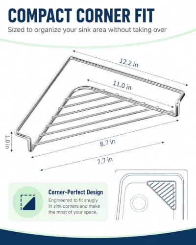 Stainless Steel Corner Sink Shelf 1pc Triangular Open Wire Dish Drying Rack