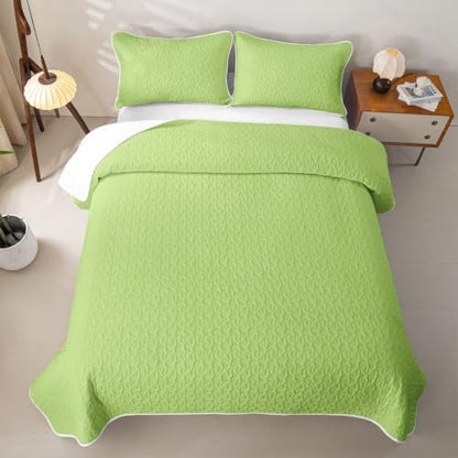 Erosebridal Lime Green Twin Quilt Set with Pillowcase - All Season Bedspread for Kids and Teens