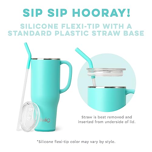 40oz Insulated Travel Mug with Handle and Straw - Large Stainless Steel Tumbler