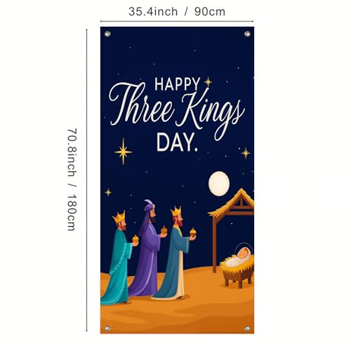 Nativity Three Kings Door Cover 35x71 Inch Holiday Decor - Wise Men Scene