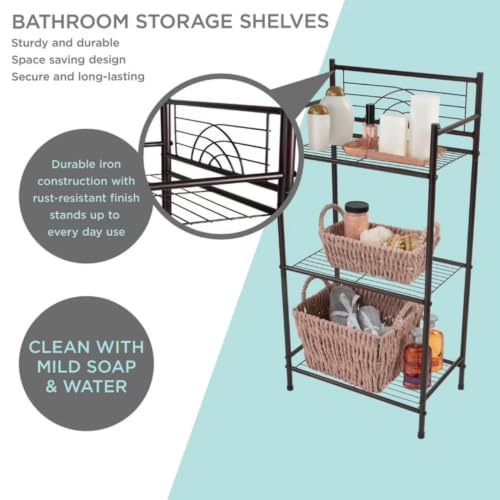 3-Tier Iron Bathroom Storage Shelf Rack in Oil Rubbed Bronze