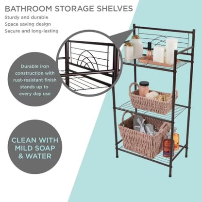3-Tier Iron Bathroom Storage Shelf Rack in Oil Rubbed Bronze