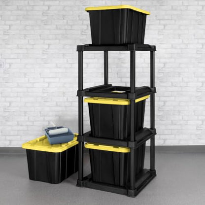 Heavy Duty 4-Tier Garage Storage Rack for 27-Gallon Bins, Black