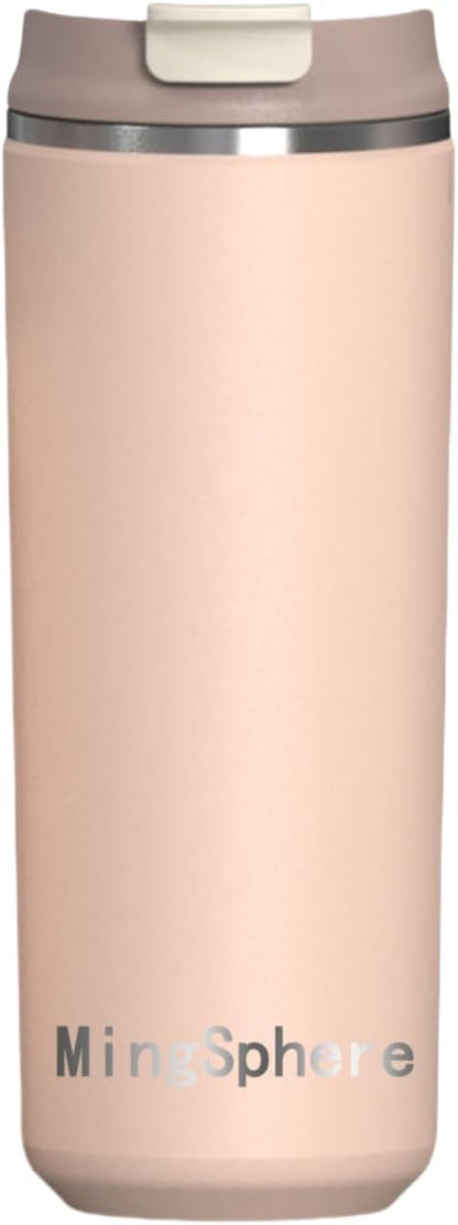 Skiennix Travel Coffee Mug - 16 oz Insulated Tumbler | Leak-Proof Stainless Steel for Hot & Cold Beverages - Pink