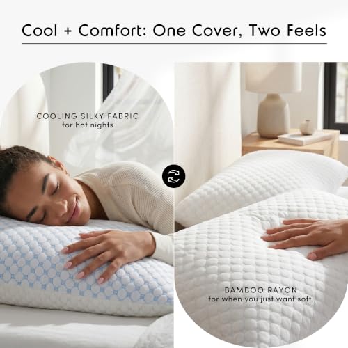 Nestl Cooling Memory Foam Body Pillow - White / Blue / Pack of 1
