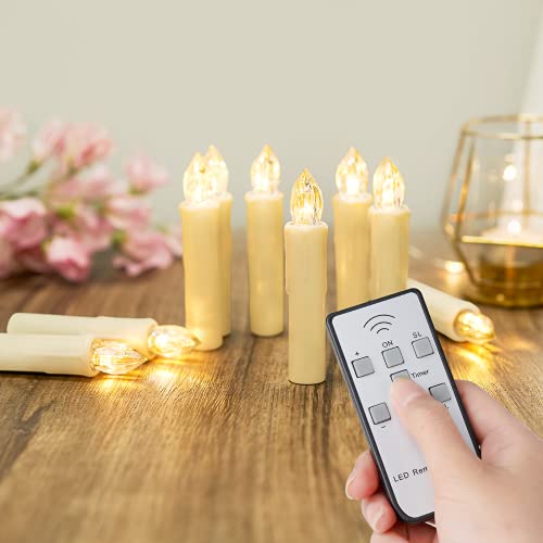 4 Inch Ivory Flameless LED Taper Candles Set with Remote Timer - Perfect Holiday Decor