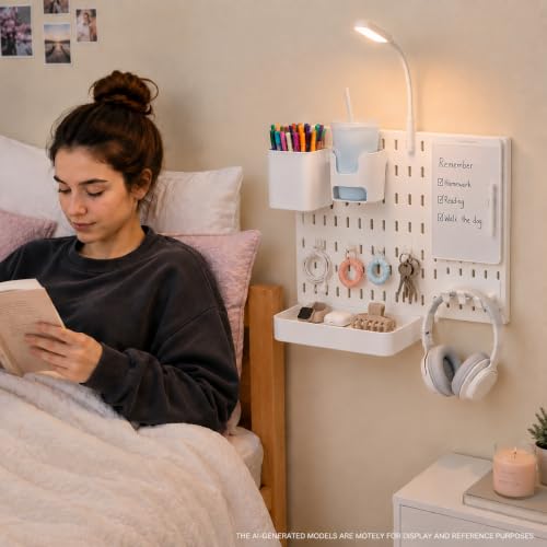 No Drill Wall Shelf with Dry-Erase Board - Dorm Room Organizer