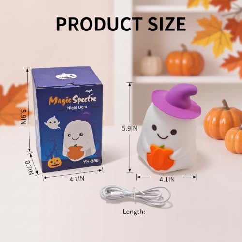 Rechargeable Ghost Night Light with Tap Control - Silicone Halloween Lamp