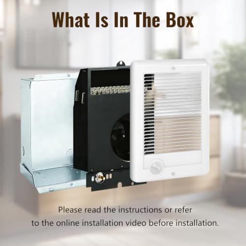 Electric Wall Heater with Thermostat - Complete Unit, White