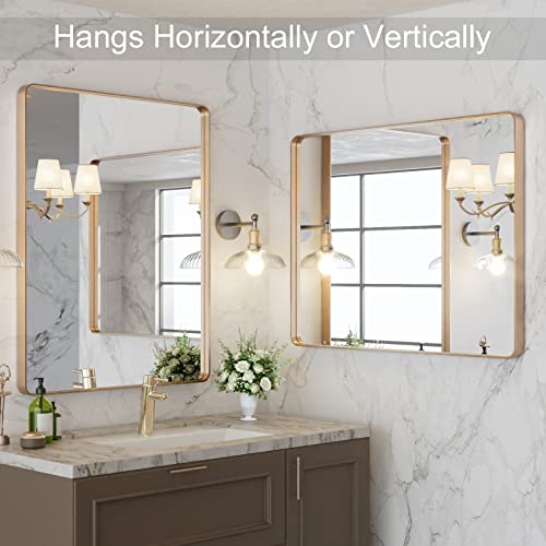 LOAAO 77X36 Inch Black Metal Framed Bathroom Mirror for Wall, Matte Black Bathroom Vanity Mirror Farmhouse, Large Rounded Rectangle Mirror, Anti-Rust, Tempered Glass, Hangs Horizontally or Vertically