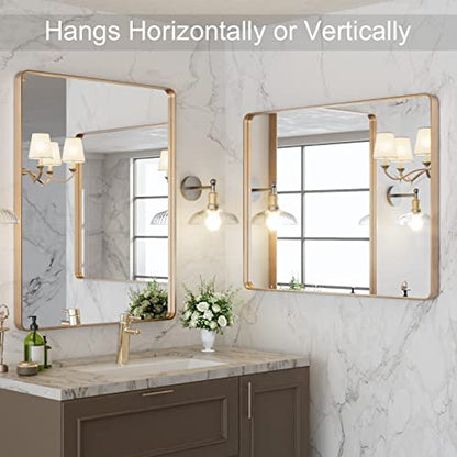 LOAAO 77X36 Inch Black Metal Framed Bathroom Mirror for Wall, Matte Black Bathroom Vanity Mirror Farmhouse, Large Rounded Rectangle Mirror, Anti-Rust, Tempered Glass, Hangs Horizontally or Vertically
