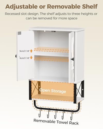 Wall-Mounted Bathroom Medicine Cabinet with Mirror and Towel Bar