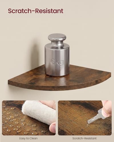 Rustic Brown Floating Corner Shelves Set of 2 - 6 x 6 Inches Wall Storage