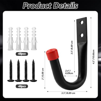 Heavy Duty Garage Hooks 3.5-Inch Wall Hooks for Bikes & Ladders, 100lb Capacity, 24 Pack