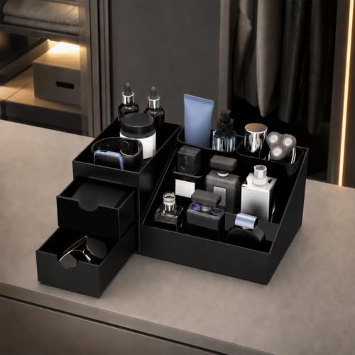 Men's Cologne Organizer with Removable Holders - Black, Bathroom & Vanity Storage