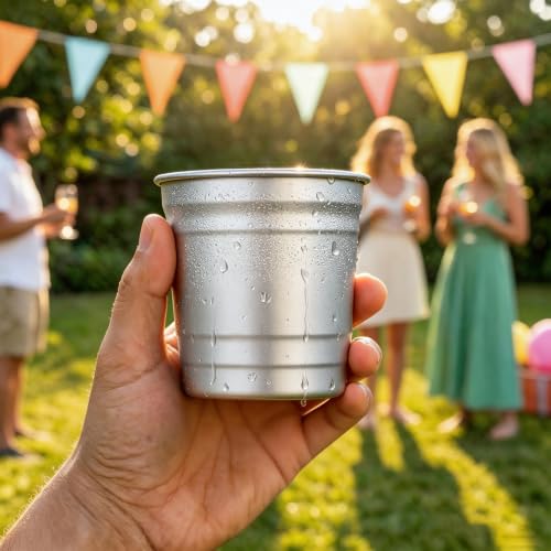 50pcs 9 oz Aluminum Disposable Reusable Cups for Parties and Events - Silver