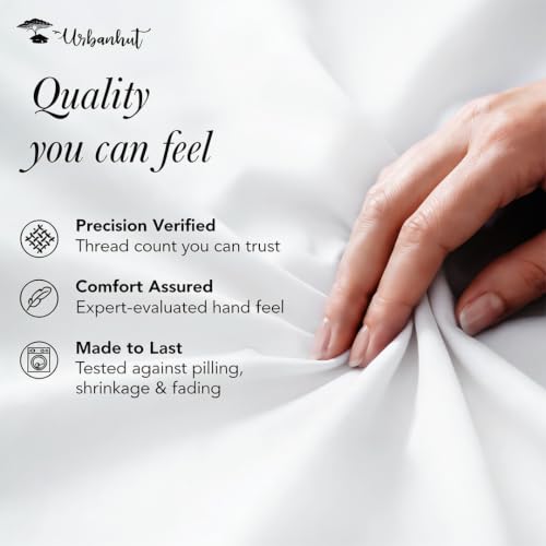 Queen Size Cotton Bed Sheets Set - 600 Thread Count, White, Deep Pocket