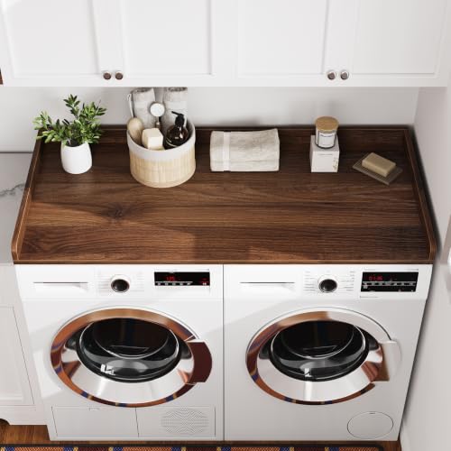 Wood Washer Dryer Countertop - 54 Inches Wide, Walnut Finish