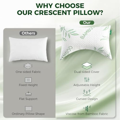Adjustable Side Sleeper Pillow King Size 1 Pack - Cooling Curved Support