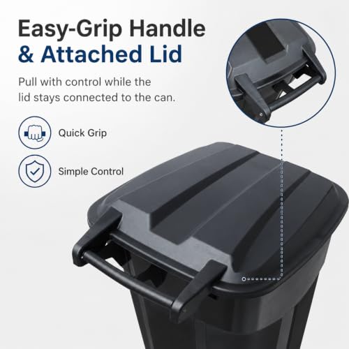 32-Gallon Heavy-Duty Wheeled Trash Can with Click-Lock Lid - Outdoor Use