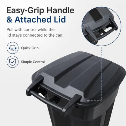 32-Gallon Heavy-Duty Wheeled Trash Can with Click-Lock Lid - Outdoor Use